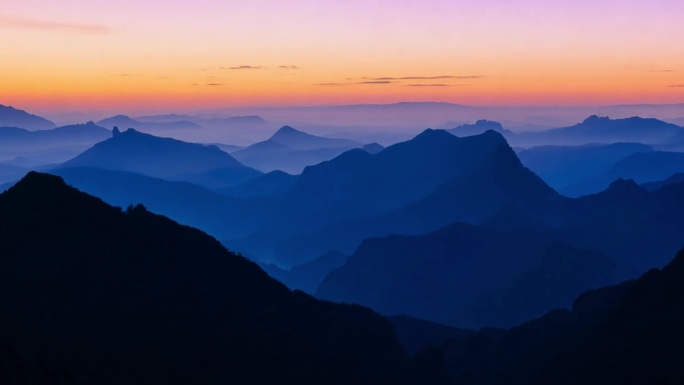太行山脉日落延时