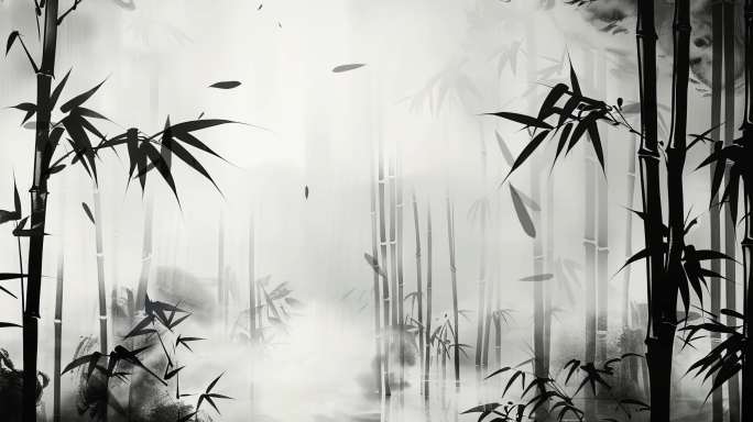 国风水墨竹林led循环