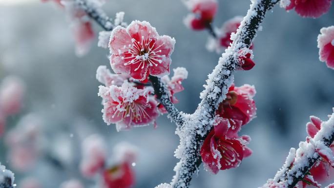 宫墙红梅花
