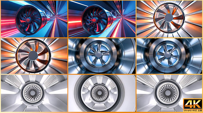 涡扇发动机 高科技换气风扇 动画片头素材