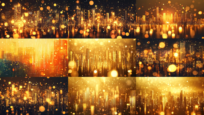 金色粒子飘散建筑科技背景