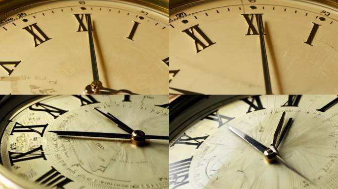一个古董钟聚焦于秒针倒数十秒
