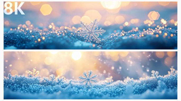 8K 唯美雪花 雪景 冬季美景 雪花图案