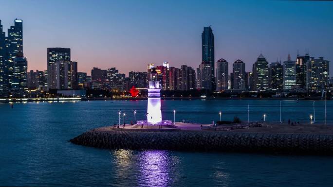 青岛浮山湾夜景航拍4K