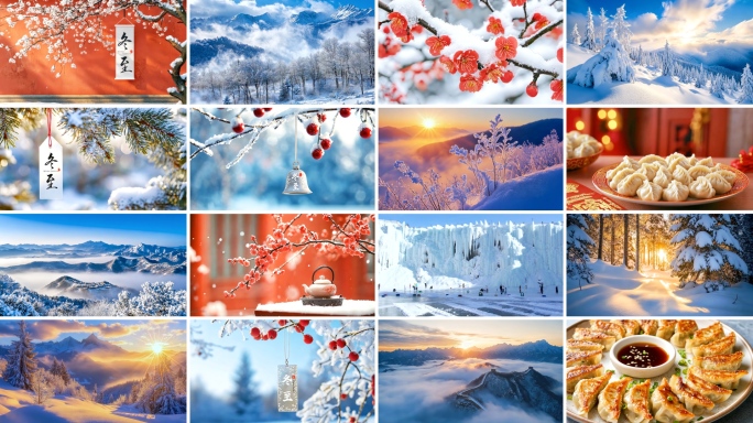 冬至节气唯美雪景空镜冬天北方吉林围炉煮茶