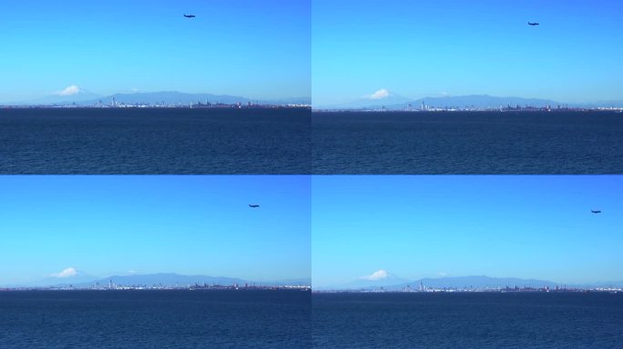 富士山与海对面的横滨城市风景