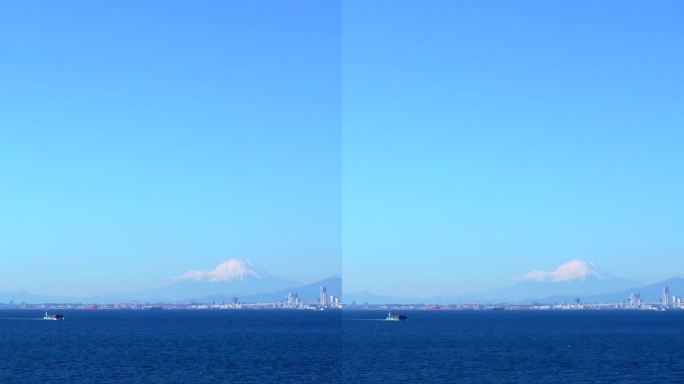 富士山与海对面的横滨市景
