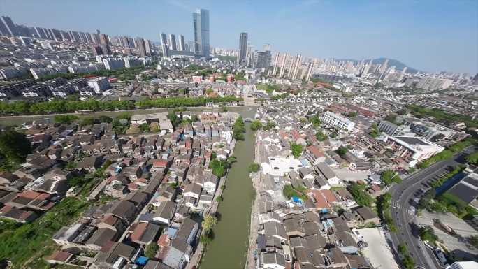无锡南长街清明桥古运河穿越机素材