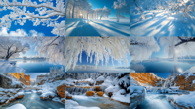 雪地 雪景 雾凇 河流