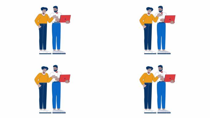 办公室员工给同事提供建议的卡通动画