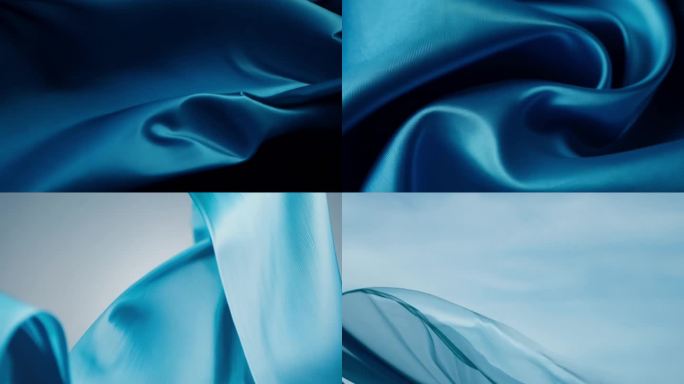 丝滑的蓝色丝绸 柔顺的丝绸 特写丝绸