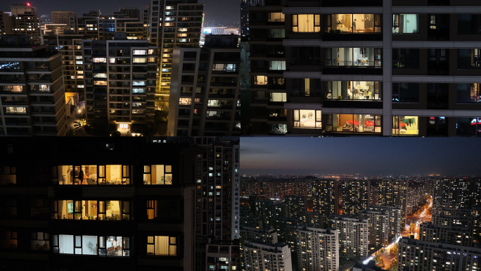 小区夜景 万家灯火