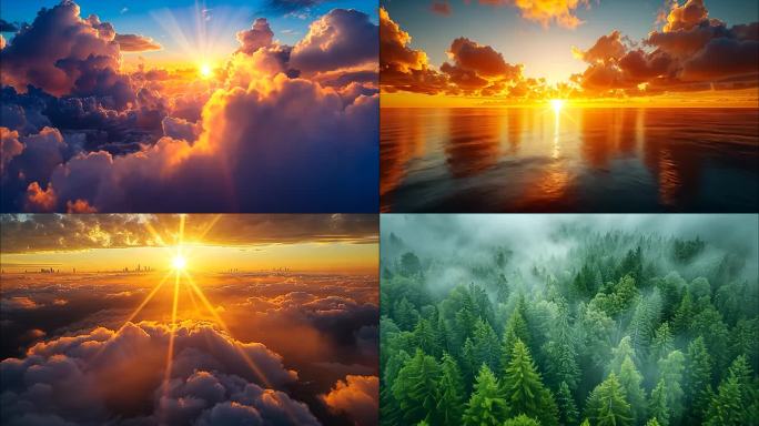清晨早晨日出云海太阳升起云海云海日出云层