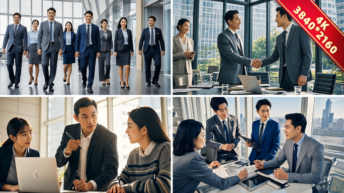 商务合作商务人士商务会议握手商务洽谈签约