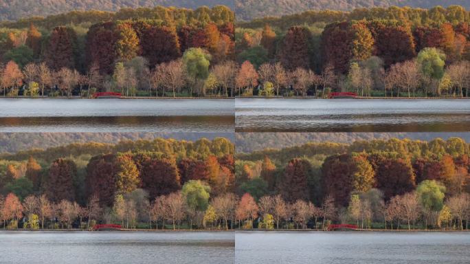 江苏南京灵山风景区前湖秋天秋色延时