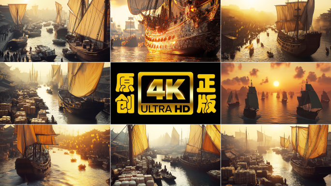 古代货运码头商船海运丝绸之路
