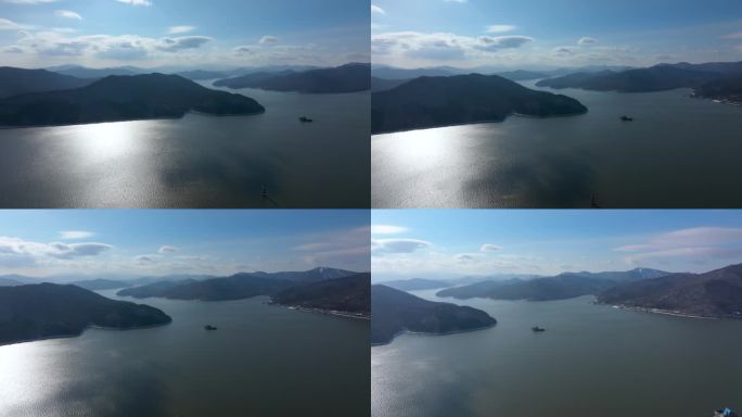 吉林松花湖丰满水库冬季自然风光航拍