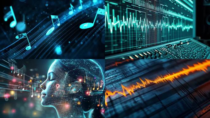 音符声波 音乐音符 科技感背景素材