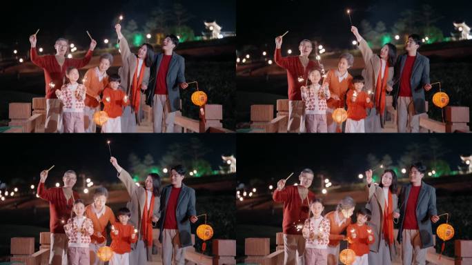 过年小孩子放烟花
