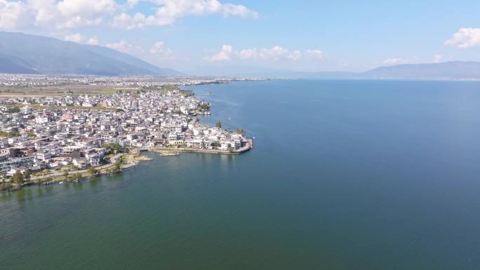 4k航拍云南大理古城洱海网红s湾