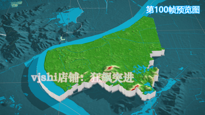 滨江区地图三维立体地形山脉河流暗色写实