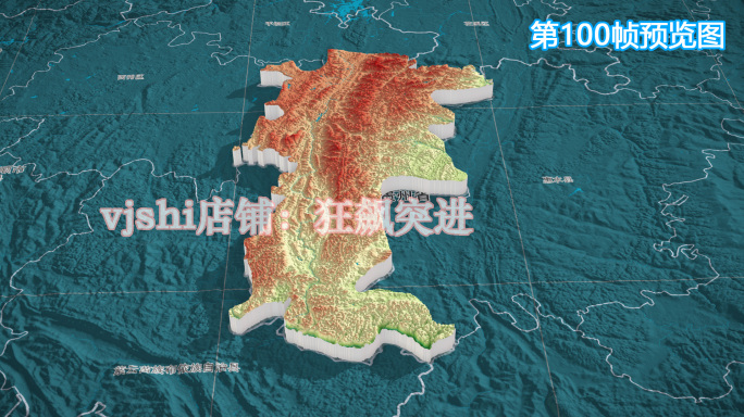长顺县地图三维立体地形山脉河流暗色写实