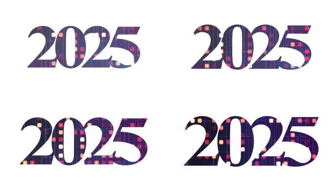 奢华文本2025，带有闪耀光效粒子背景。2025新年快乐动画，2025新年庆祝活动，光影风格循环播放