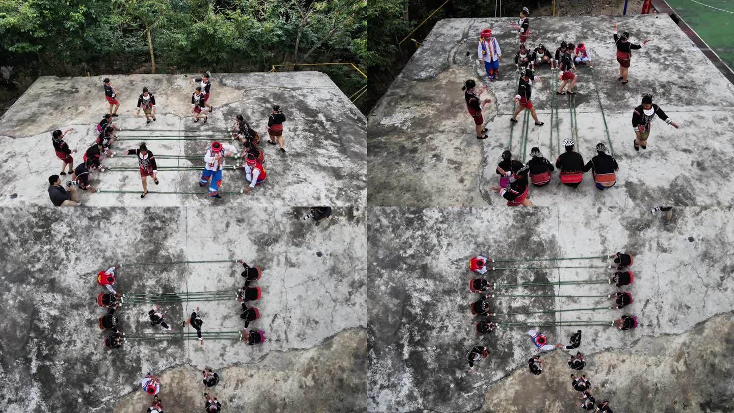 航拍非遗海南黎族竹竿舞