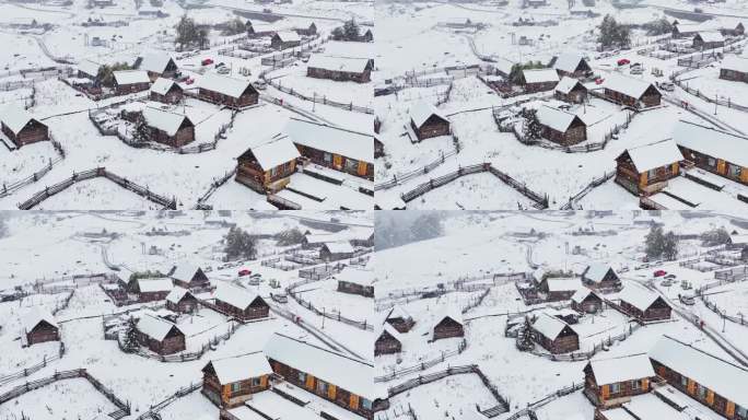 4K新疆阿勒泰禾木的鹅毛大雪