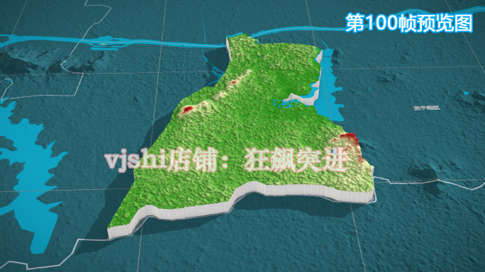 蚌山区地图三维立体地形山脉河流暗色写实