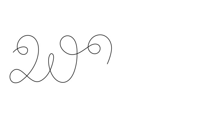 2025年蛇年线条艺术动画，手绘轮廓运动。节日概念，庆祝新年中国生肖星座，毒蛇轮廓视频。4K电影。