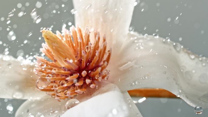 白玉兰花雨滴在花瓣水滴在花氛围鲜花