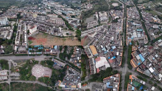 云南玉溪戛洒镇风光航拍高山城市大山建筑雾