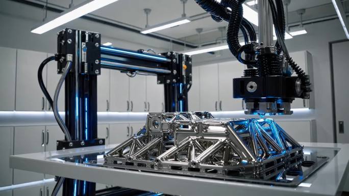 3D打印机工作高科技机械臂智能车间智慧