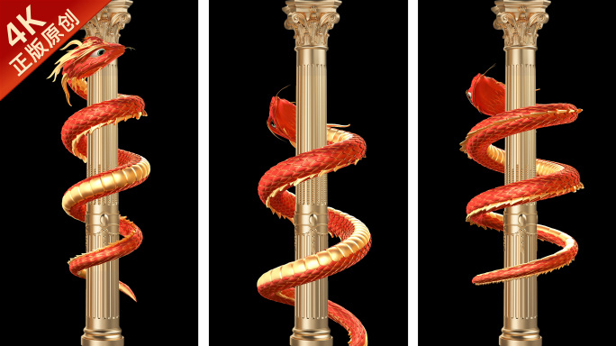 竖版蛇动画-透明通道