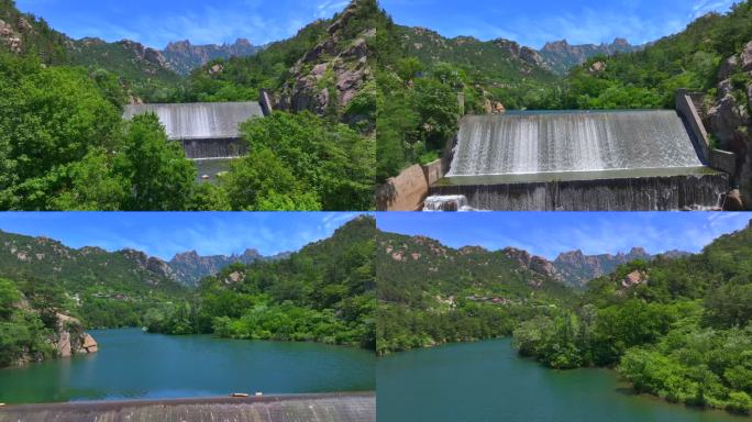 航拍北九水 山谷 河流 绿水青山