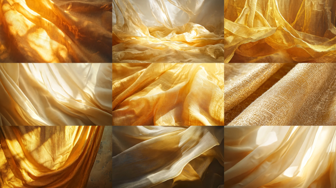 金色黄色麻布布料静物特写1