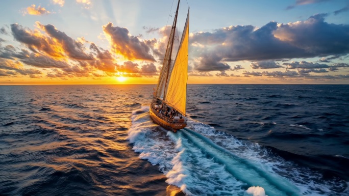 乘风破浪扬帆起航帆船航海励志奋斗希望片头