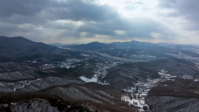 吉林市松花江冬季自然风光航拍