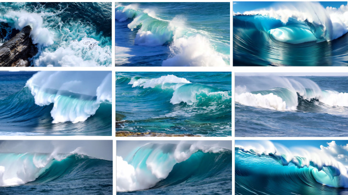 海洋 巨浪  翻滚浪花 海浪冲击大海