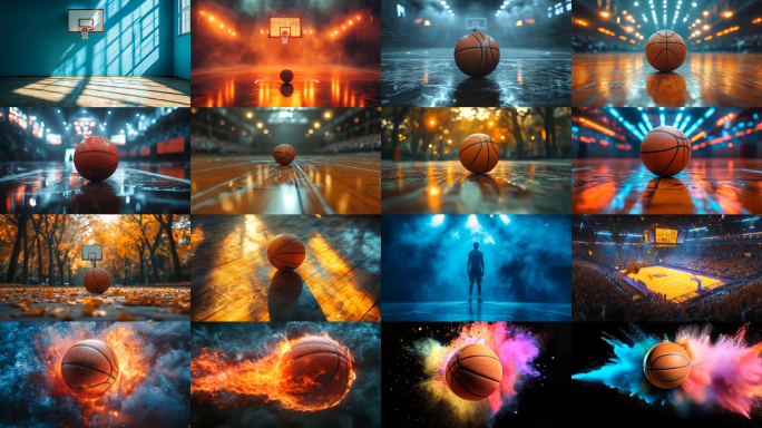 篮球场火焰篮球粉尘烟雾爆炸篮球精品合集