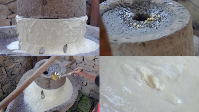 4K 传统手工推磨制作豆腐豆浆