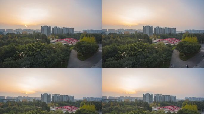 西南交通大学犀浦校区虹桥晚霞地标延时摄影