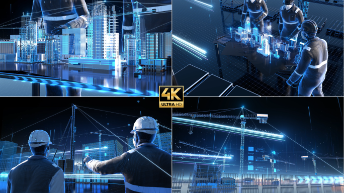 全息城市建设科技工地城市建设生长动画