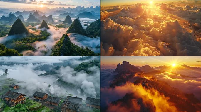 清晨早晨日出云海太阳升起云海云海日出云层