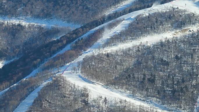吉林北大湖滑雪场冰雪运动冬天雪乡航拍
