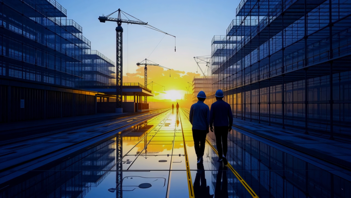 AI地产房地产建筑工地工人延时城市建设