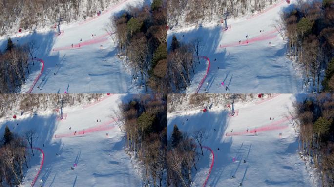 吉林北大湖滑雪场冰雪运动冬天雪乡航拍