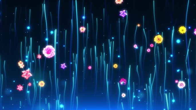 8k唯美蓝色抒情粒子线条生长背景