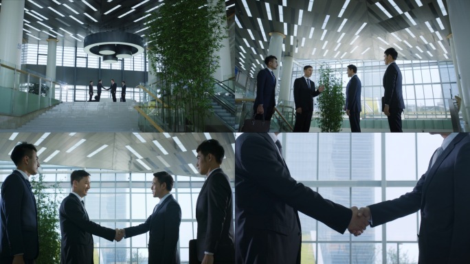 商务交流合作握手成功人士握手精英团队谈判